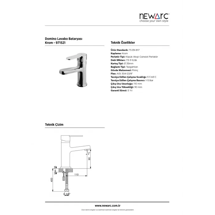 Newarc Domıno Lavabo Bataryası