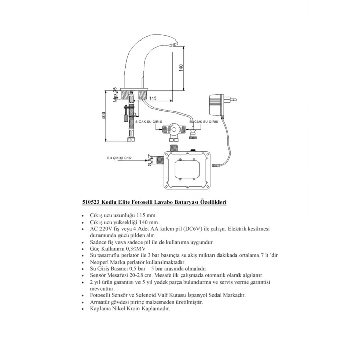 Newarc  Elite Fotoselli Lavabo Bataryası