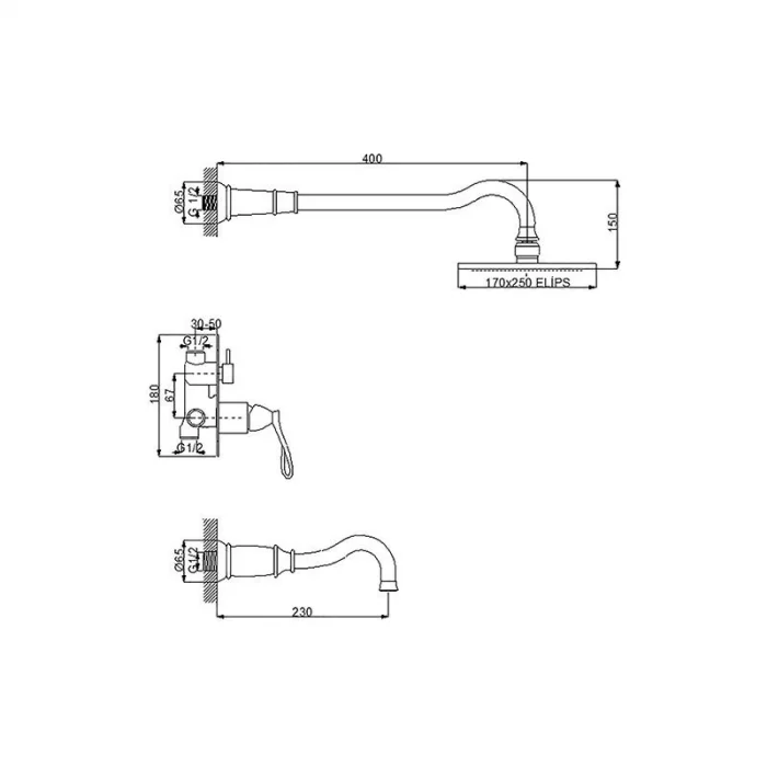 Newarc Golden Ankastre Banyo Bataryası Altın