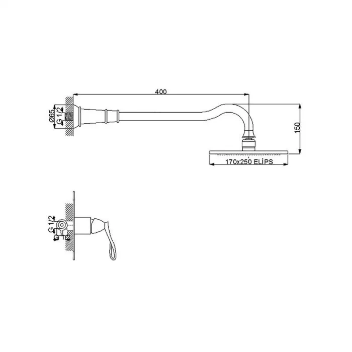 Newarc Golden Ankastre Duş Bataryası Altın