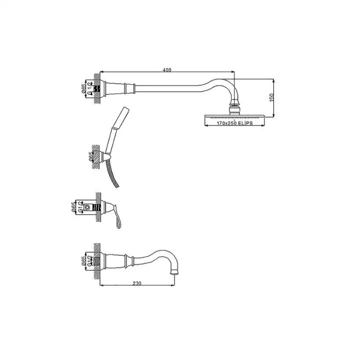 Newarc Golden Bataryalı Duş Ünitesi