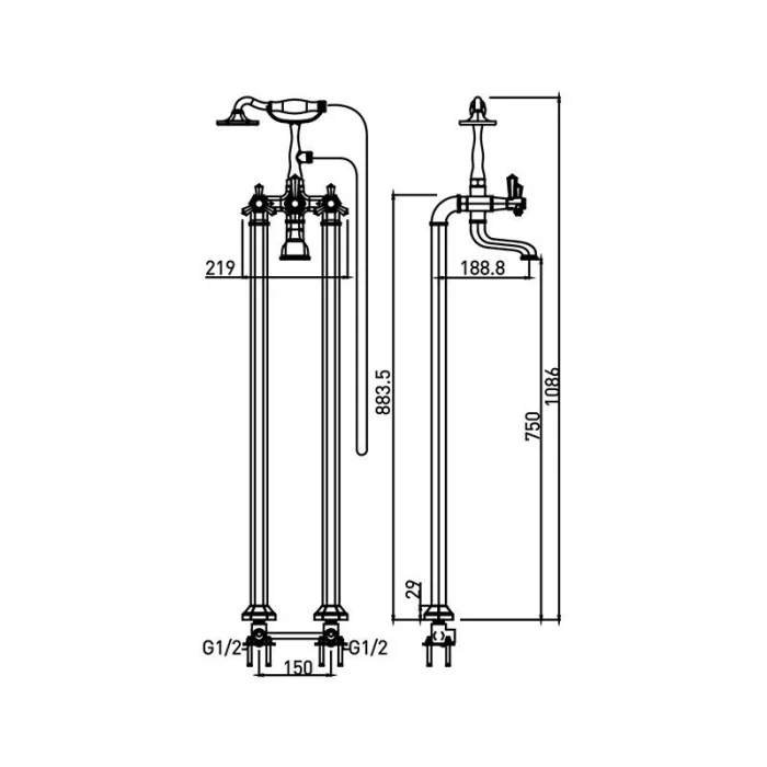 Newarc Hexa Tabandan Banyo Bataryası
