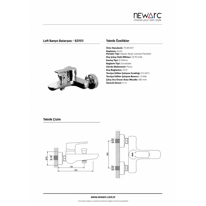 Newarc Loft  Banyo Bataryası