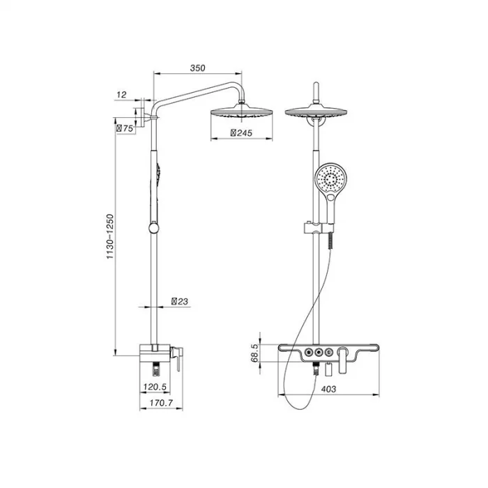Newarc Loft Bataryalı Duş Seti