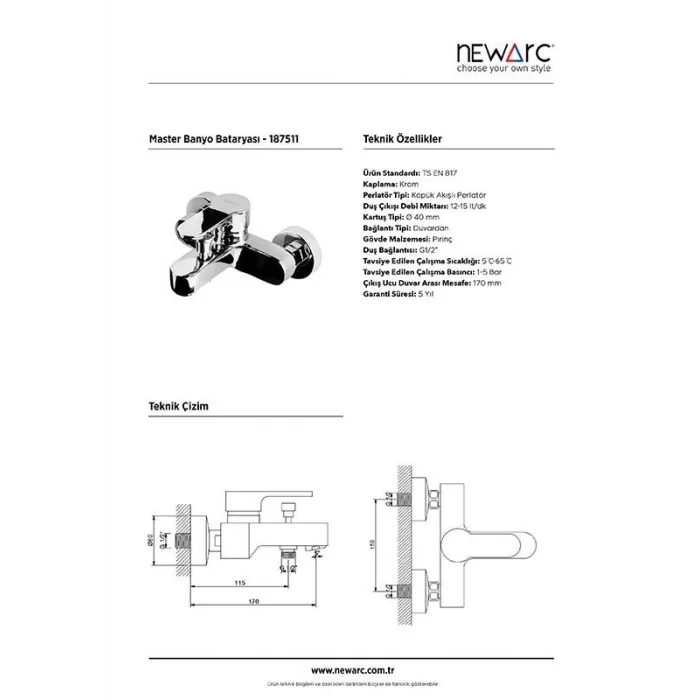 Newarc Master Banyo Bataryası