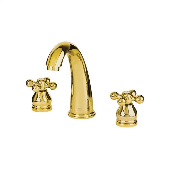 Newarc Nostalgıc Üç Delikli Lavabo Bataryası Altın