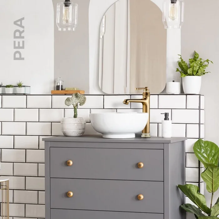 Newarc Pera Çanak Tipi Lavabo Bataryası Altın