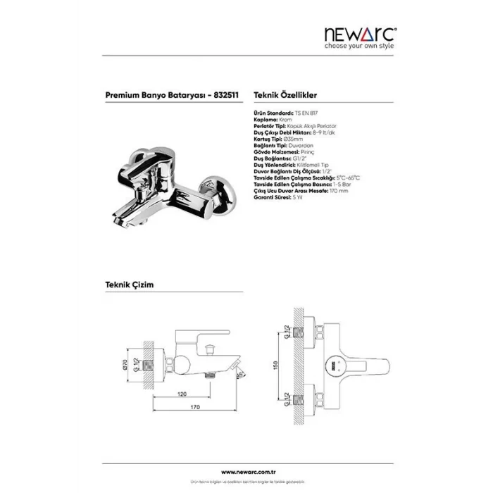 Newarc Premıum Banyo Bataryası