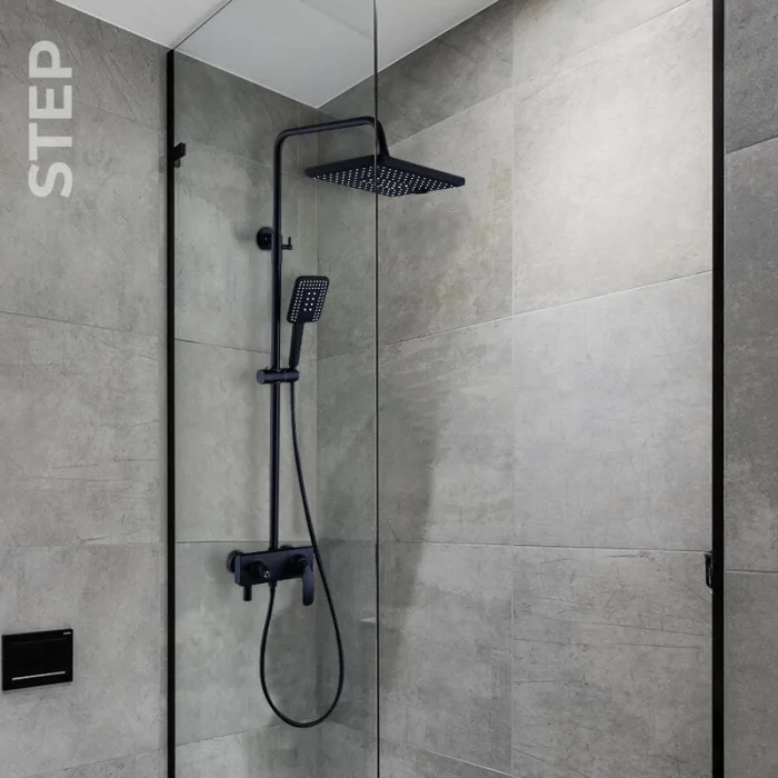 Newarc Step Bataryalı Duş Ünitesi Siyah