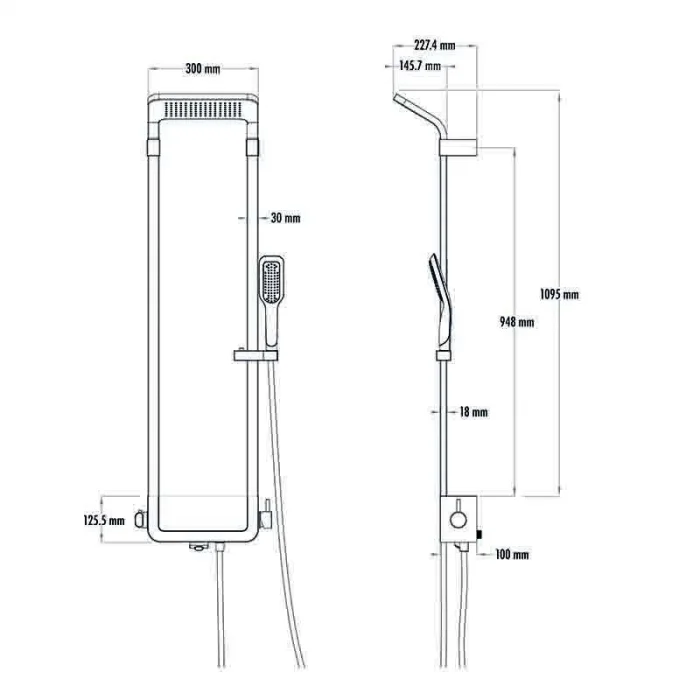 Newarc Step Bataryalı Duş Ünitesi Siyah
