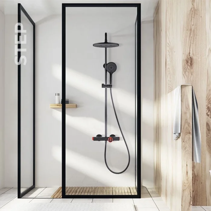 Newarc Step Termostatik Bataryalı Duş Ünit. Siyah