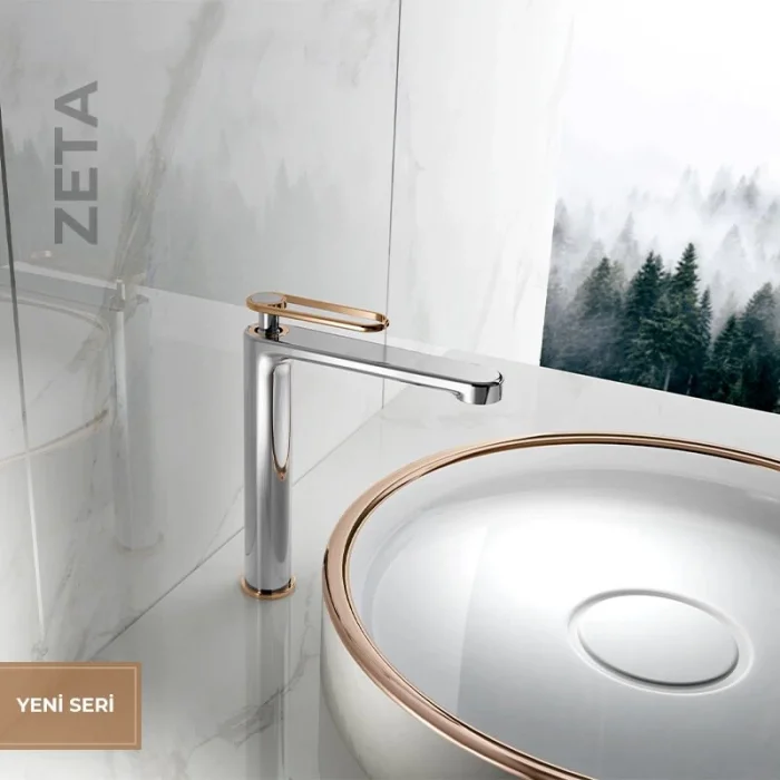 Newarc Zeta Çanak Tipi Lav.Bat. Krom-Parlak Bakır