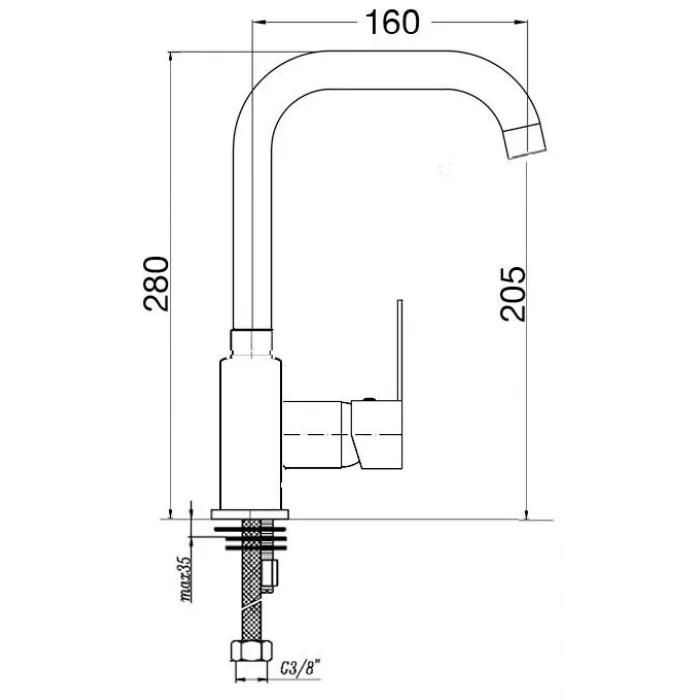 Penta Agena Yüksek Lavabo Bataryası Köşe Borulu