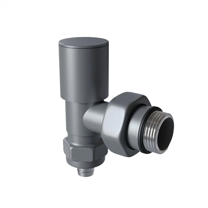 Radyatör Vanası 1/2 Antrasit Köşe Pex (Metal Volanlı 16*2mm Boru Bağl. Rakorlu)