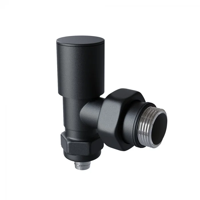 Radyatör Vanası 1/2 Pütürlü Siyah Köşe Pex (Metal Volanlı 16*2mm Boru Bağl. Rakorlu)