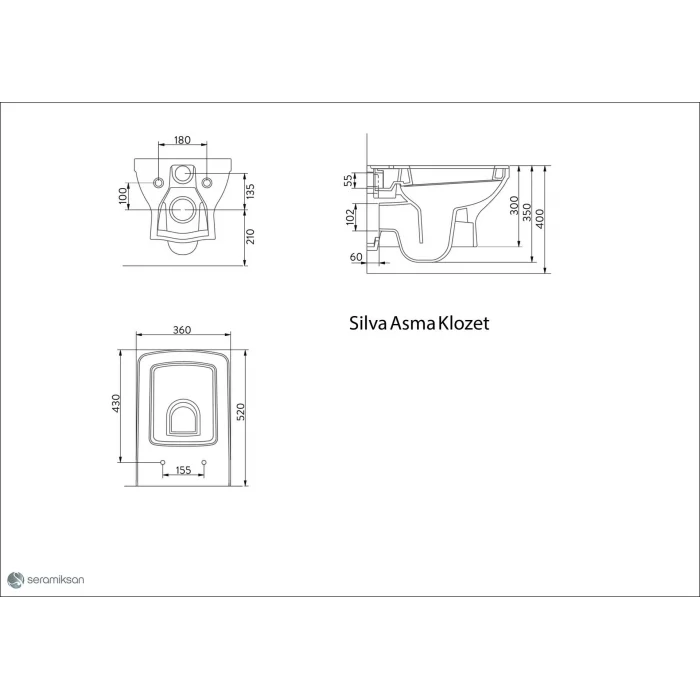 Seramiksan Silva Asma Klozet + Kapak