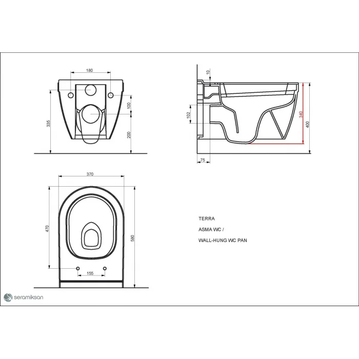 Seramiksan Terra Asma Klozet + Kapak