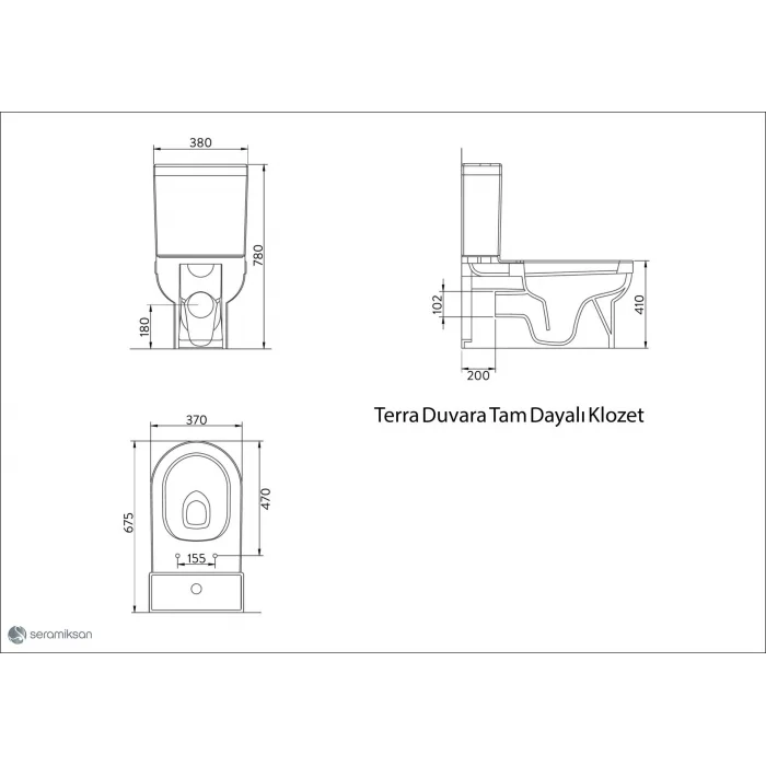 Seramiksan Terra DTD Klozet Mat Antrasit + Kapak