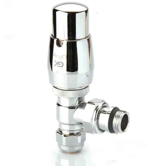 Termostatik Radyatör Vanası 1/2 Krom Köşe (17*2mm Boru Bağl.Rakorlu)