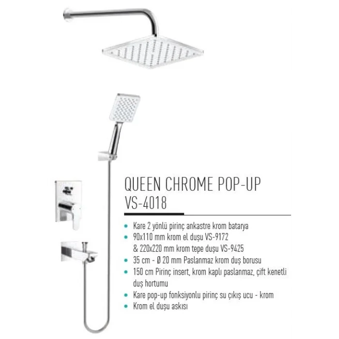 Valtemo VS-4018 Queen Chrome Pop Up Ankastre