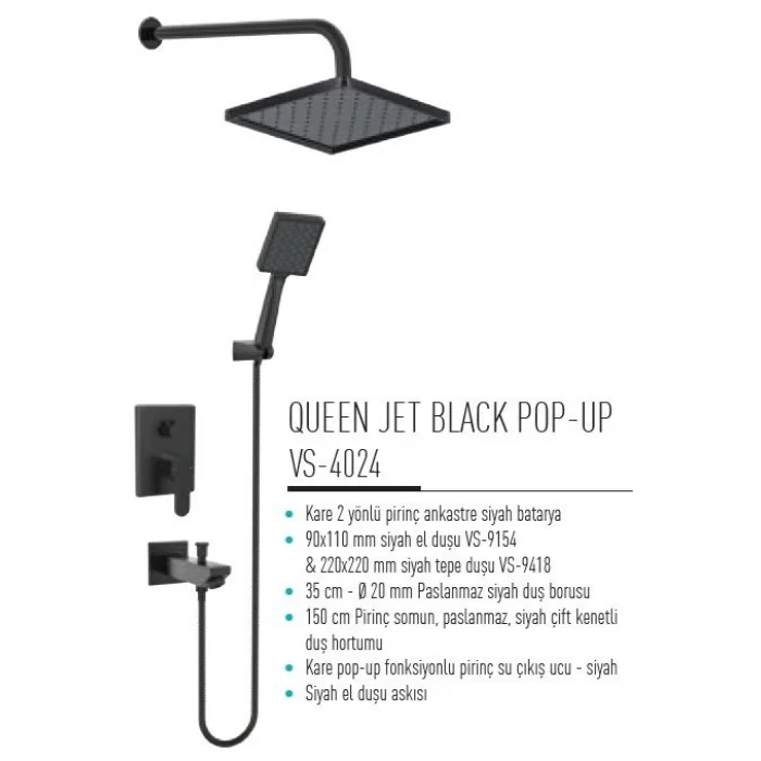 Valtemo VS-4024 Queen Jet Black Pop Up Ankastre