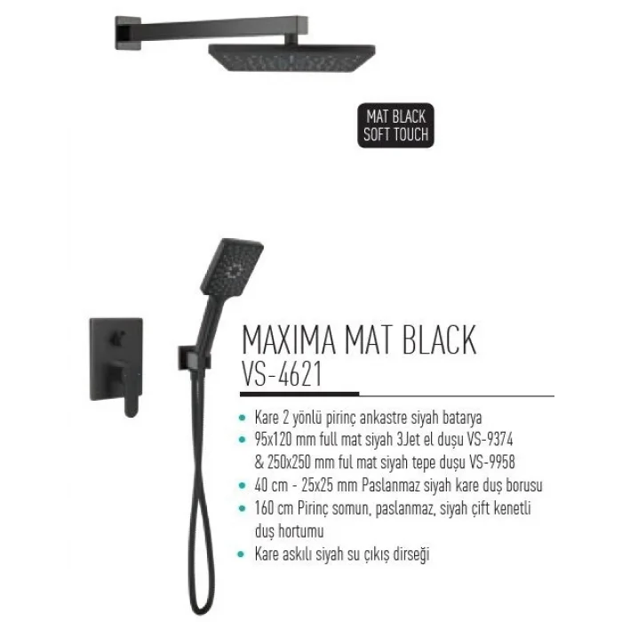 Valtemo VS-4621 Maxima Mat Black Ankastre