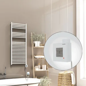 Barbados Elektrikli Havlupan 500x1200 Beyaz Parlak (KTX1 Termostat) 600W Spiral Kablolu