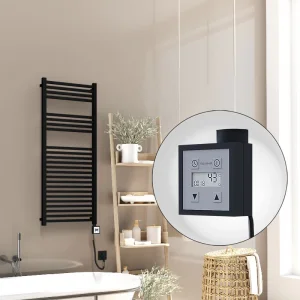 Barbados Elektrikli Havlupan 500x1200 Siyah Mat (KTX3 Termostat) 600W Spiral Kablolu