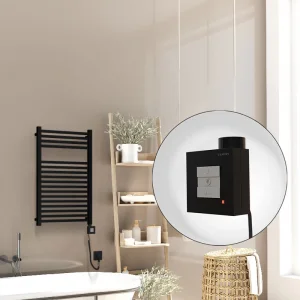 Barbados Elektrikli Havlupan 500x800 Siyah Mat (KTX1 Termostat) 600W Spiral Kablolu