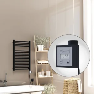 Barbados Elektrikli Havlupan 500x800 Siyah Mat (KTX3 Termostat) 600W Spiral Kablolu