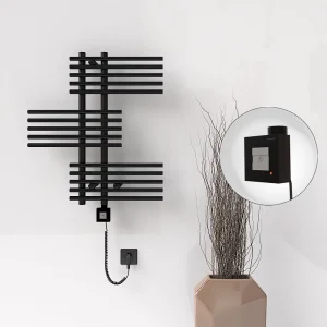 FIJI Elektrikli Havlupan 650x740 Siyah Mat (KTX1 Termostat) 300W Spiral Kablolu