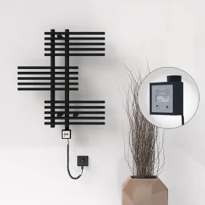 FIJI Elektrikli Havlupan 650x740 Siyah Mat (KTX3 Termostat) 300W Spiral Kablolu