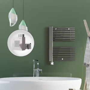 MALE Elektrikli Havlupan 600x800  Krom (KTX1 Termostat) 300W Spiral Kablolu