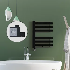 MALE Elektrikli Havlupan 600x800  Siyah (KTX3 Termostat) 600W Spiral Kablolu