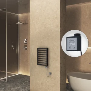 NAXOS Elektrikli Havlupan 450x655 Siyah Mat (KTX3 Termostat) 300W Spiral Kablolu