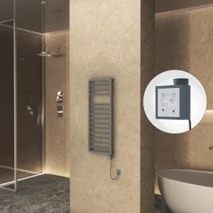 NAXOS Elektrikli Havlupan 500x1193 Antrasit Texture (KTX3 Termostat) 600W Spiral Kablolu