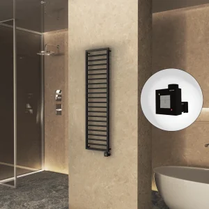 NAXOS Elektrikli Havlupan 500x1655 Siyah Mat (KTX1 Termostat) 600W