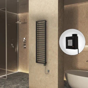 NAXOS Elektrikli Havlupan 500x1655 Siyah Mat (KTX1 Termostat) 600W Spiral Kablolu