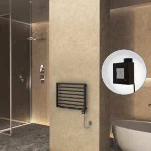 NAXOS Elektrikli Havlupan 800x578 Siyah Mat (KTX1 Termostat) 300W Spiral Kablolu