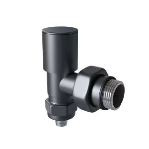 Radyatör Vanası 1/2 Koyu Antrasit Köşe Pex (Metal Volanlı 16*2mm Boru Bağl. Rakorlu)