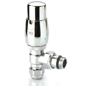 Termostatik Radyatör Vanası 1/2 Krom Köşe (16*2mm Boru Bağl.Rakorlu)