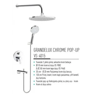 Valtemo VS-4015 Grandelux Chrome Pop Up Ankastre