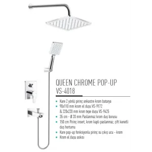 Valtemo VS-4018 Queen Chrome Pop Up Ankastre