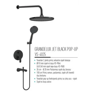 Valtemo VS-4025 Grandelux Jet Black  Pop Up Ankast