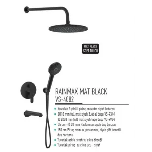 Valtemo VS-4082 Rainmax Mat Black Ankastre