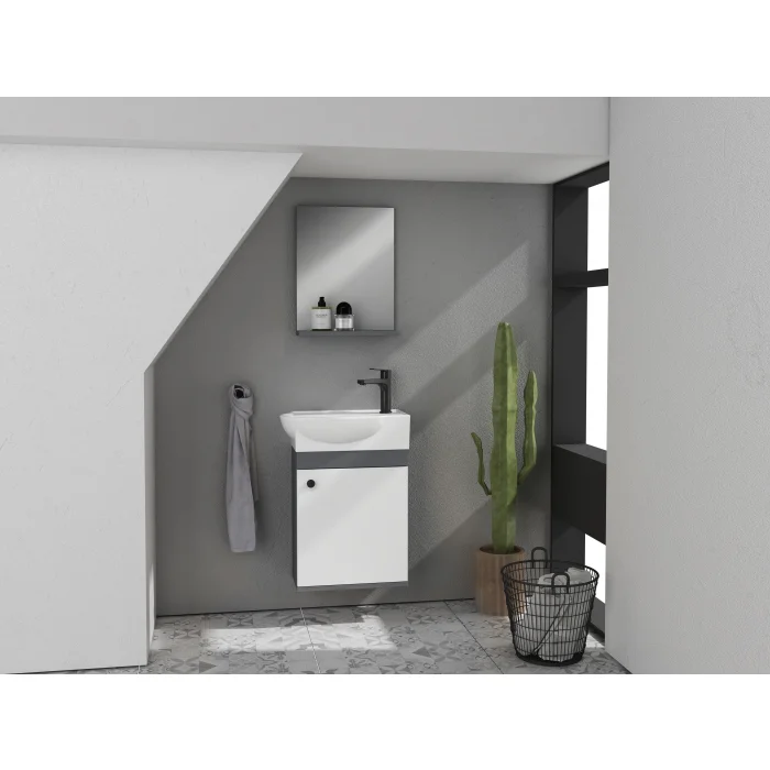 Ece City Round 45 Cm. Dolap Antrasit-Beyaz