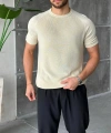 CASUAL TRİKO BİSİKLET YAKA BEJ