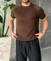 CASUAL TRİKO BİSİKLET YAKA KAHVE