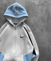 ÇIFT RENK OVERSIZE FERMUARLI HIRKA BEYAZ-MAVI