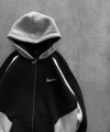 ÇIFT RENK OVERSIZE FERMUARLI HIRKA SIYAH-GRI